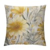 PHYHOO Linen Throw pillow Covers Light Yellow and Gray Floral Pattern Spun Decorative pillowcases 18X18 Inch Farmhouse Rustic Outdoor pillow Cover Square Cushion Cases for Sofa Couch Home