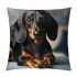 PHYHOO Short Plush pillow Covers,Black Long-Haired Dachshund Dog Double-Sided Print Square Cushion Cases for Sofa Bedroom Car Decorative