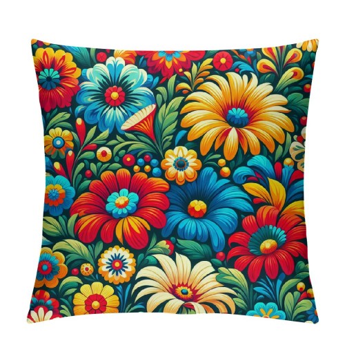 PHYHOO Short Plush pillow Covers Colorful Floral Square pillow Case for Bedroom, Sofa, Car Decoration Both Sides