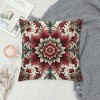 PHYHOO Short Plush pillow Covers Wine red Flower Square pillow Case for Bedroom, Sofa, Car Decoration Both Sides