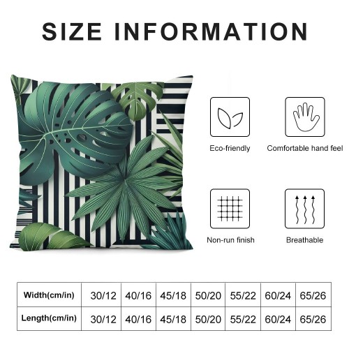 PHYHOO Short Plush pillow Covers Tropical Palm Tree Leaves Square pillow Case for Bedroom, Sofa, Car Decoration Both Sides