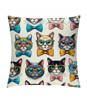 PHYHOO Short Plush pillow Covers Cute Cats Square pillow Case for Bedroom, Sofa, Car Decoration Both Sides