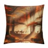 PHYHOO Short Plush pillow Covers Deers Stream in Forest Painting Square pillow Case for Bedroom, Sofa, Car Decoration Both Sides