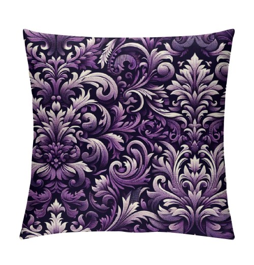 PHYHOO Short Plush pillow Covers Vintage Floral Square pillow Case for Bedroom, Sofa, Car Decoration Both Sides, Purple