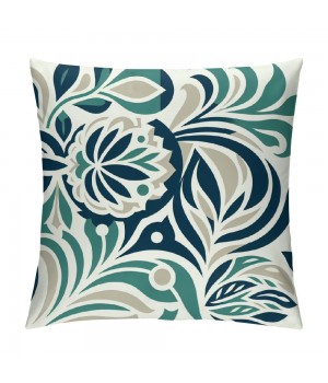 PHYHOO Short Plush pillow Covers Green Blue Flower Square pillow Case for Bedroom, Sofa, Car Decoration Both Sides