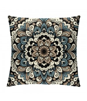 PHYHOO Short Plush pillow Covers Brown Blue Flower Square pillow Case for Bedroom, Sofa, Car Decoration Both Sides