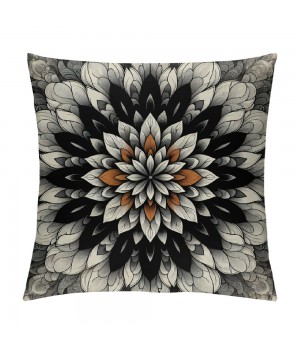 PHYHOO Short Plush pillow Covers Black Orange Flower Square pillow Case for Bedroom, Sofa, Car Decoration Both Sides