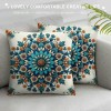 PHYHOO Short Plush pillow Covers Blue Orange Flower Square pillow Case for Bedroom, Sofa, Car Decoration Both Sides