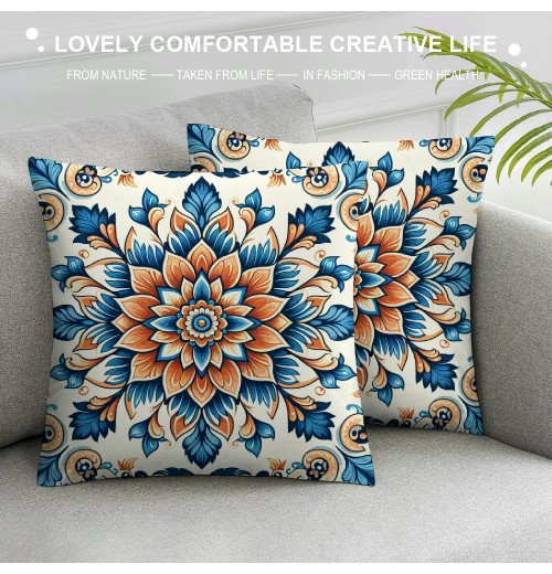 PHYHOO Short Plush pillow Covers Boho Flower Square pillow Case for Bedroom, Sofa, Car Decoration Both Sides