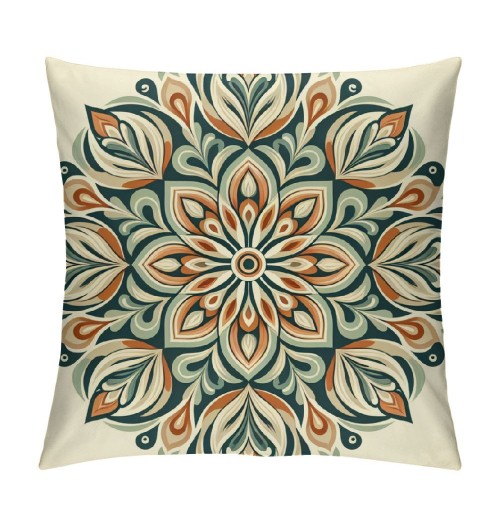 PHYHOO Short Plush pillow Covers Orange Green Flower Square pillow Case for Bedroom, Sofa, Car Decoration Both Sides