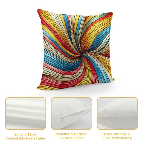 PHYHOO Short Plush pillow Covers Fashion Color Stripe Square pillow Case for Bedroom, Sofa, Car Decoration Both Sides